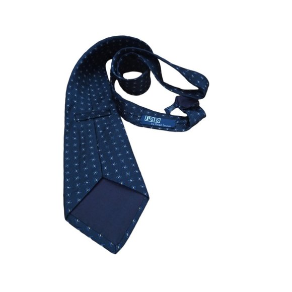 POLO BY RALPH LAUREN Blue Geometric Silk Tie HANDMADE USA 60"/ 4" EC - Picture 5 of 7